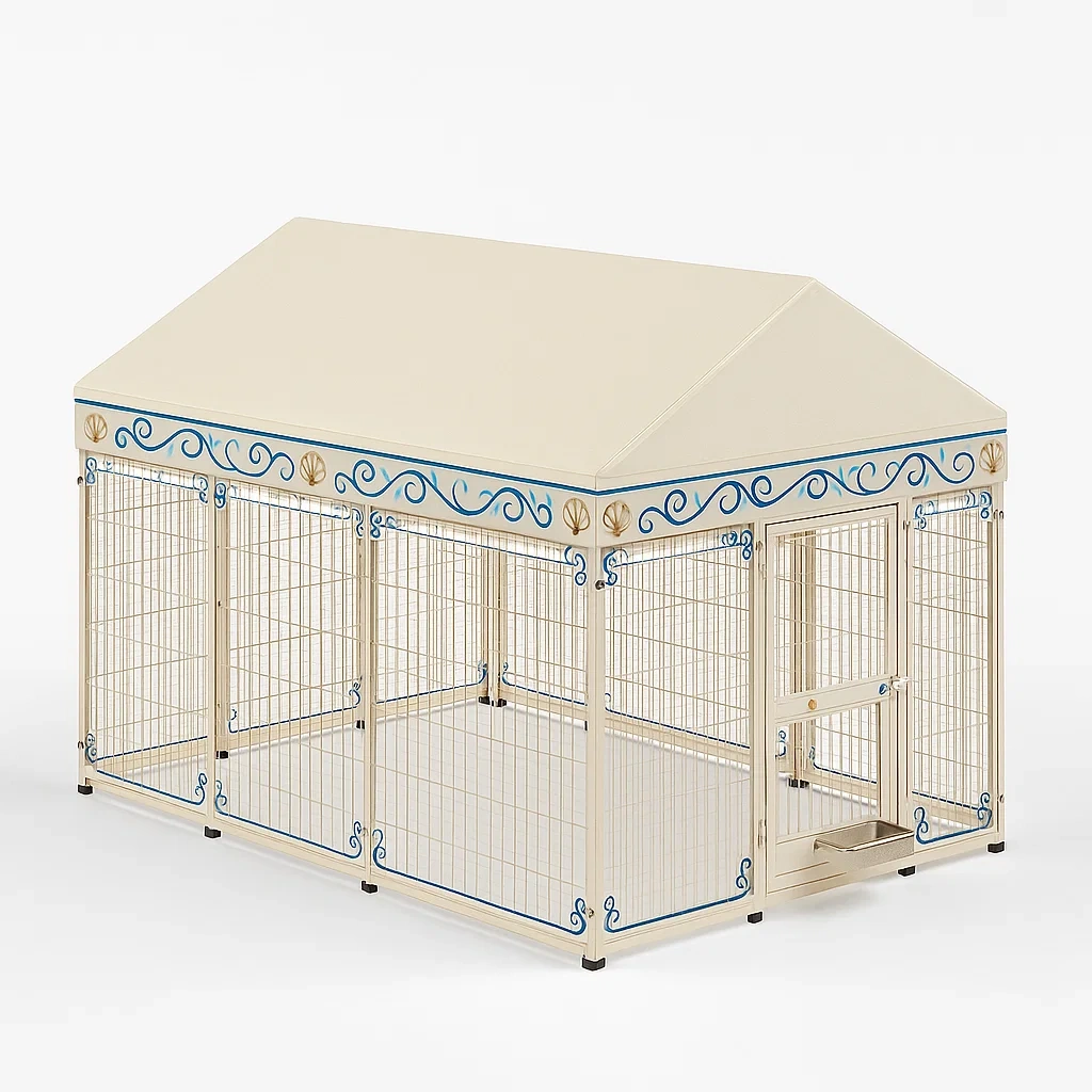 Cage pour chien en acier et polyester imperméable-Roomauranow