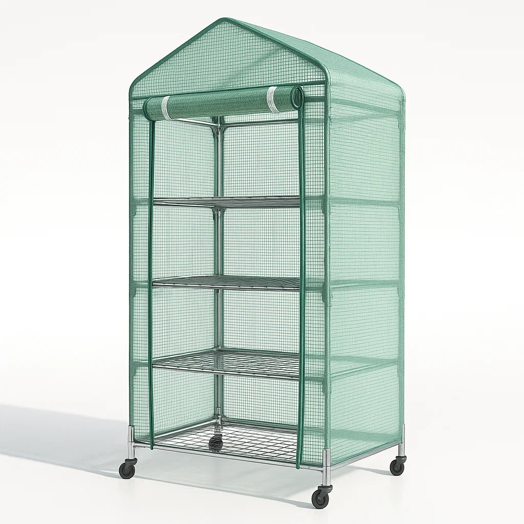 Étagère de culture portable en métal et PVC à quatre niveaux-Roomauranow