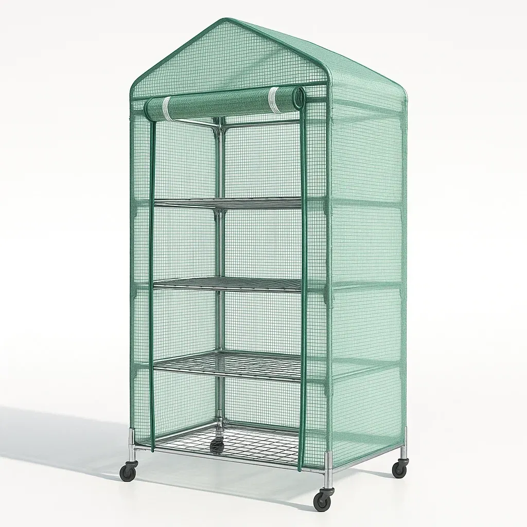 Étagère de culture portable en métal et PVC à quatre niveaux-Roomauranow