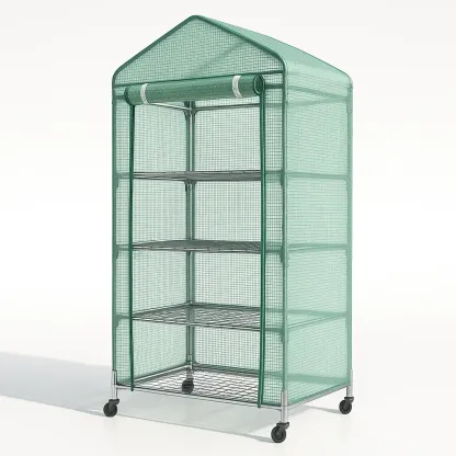 Étagère de culture portable en métal et PVC à quatre niveaux-Roomauranow