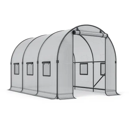 Serre de jardin tunnel en acier et polyéthylène,500x300x255 cm-Roomauranow