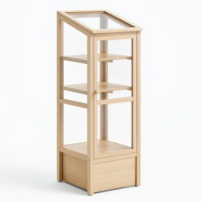 Vitrine d’exposition en bois massif et verre trempé-Roomauranow