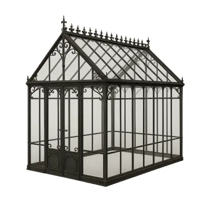 Serre de jardin en métal et verre trempé-Roomauranow