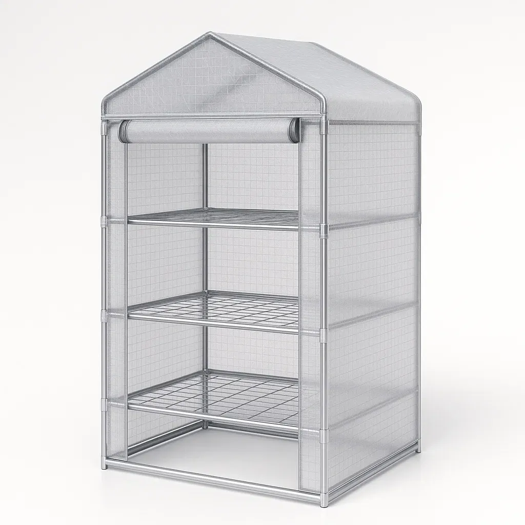 Étagère de culture métallique avec étagères et housse en PVC-Roomauranow