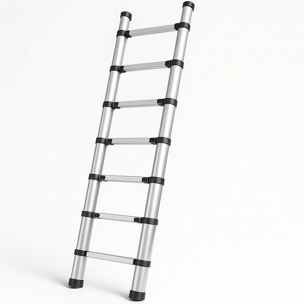 Échelle télescopique en aluminium argenté-Roomauranow