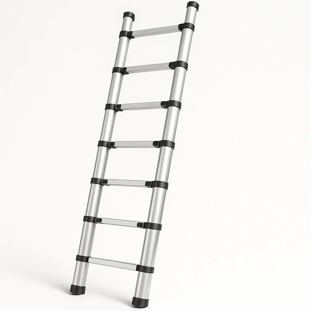 Échelle télescopique en aluminium argenté-Roomauranow