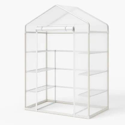 Serre de jardin en PVC avec cadre en acier et étagères-Roomauranow