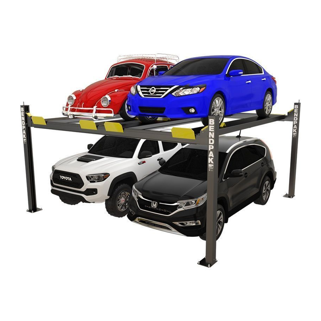 BendPak HD-9SW Dual-Wide 9,000-lb Four-Post Parking Lift - Genuine Heavy-Duty Stack Parking for Four Vehicles