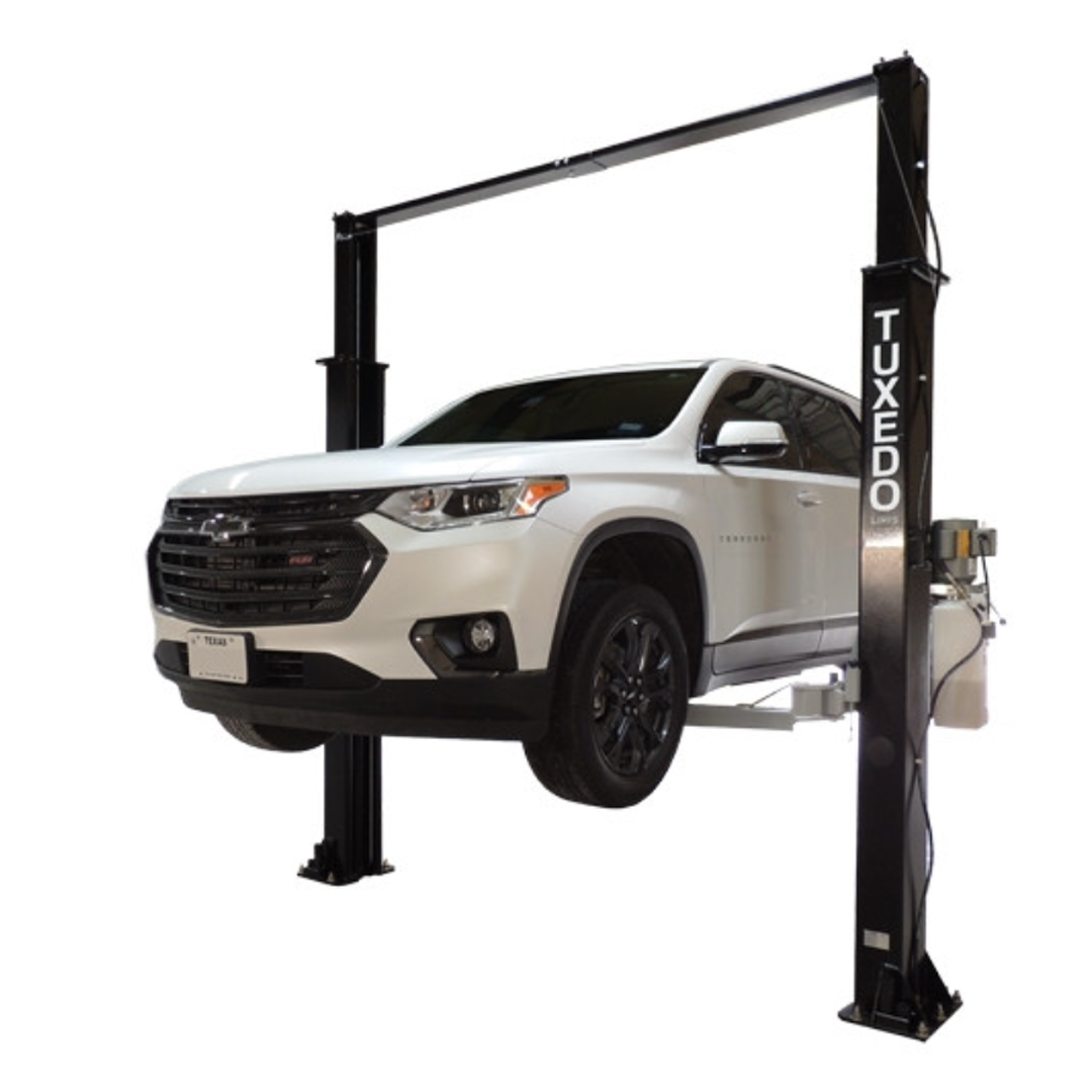Tuxedo TP9KAC-TUX 9,000-lb Asymmetric Two-Post Lift - Clear Floor Economy Light Duty