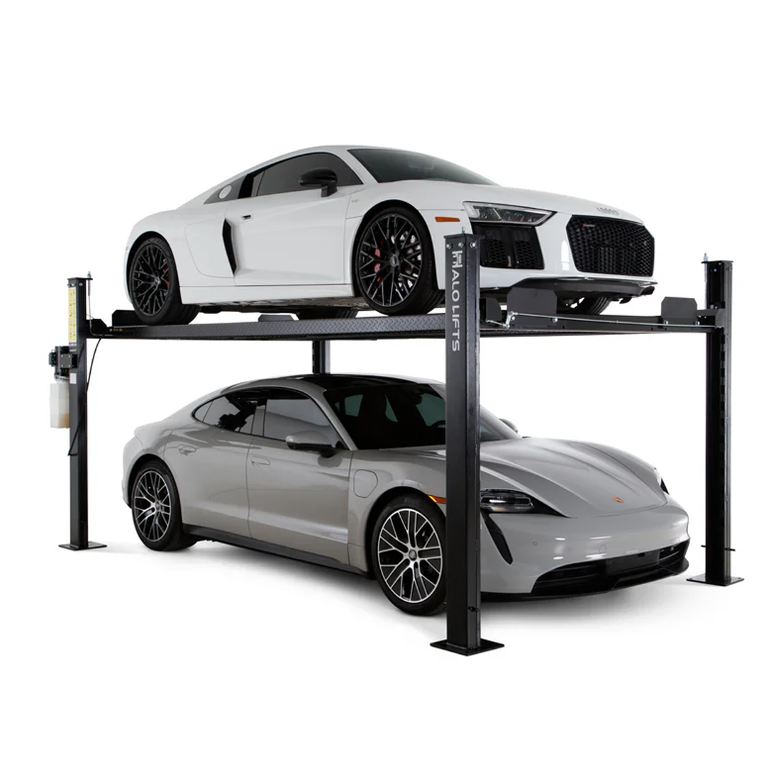 Halo HL9K-ST 9,000-lb Four-Post Car Lift - Includes Ramps, Casters, Drip Trays