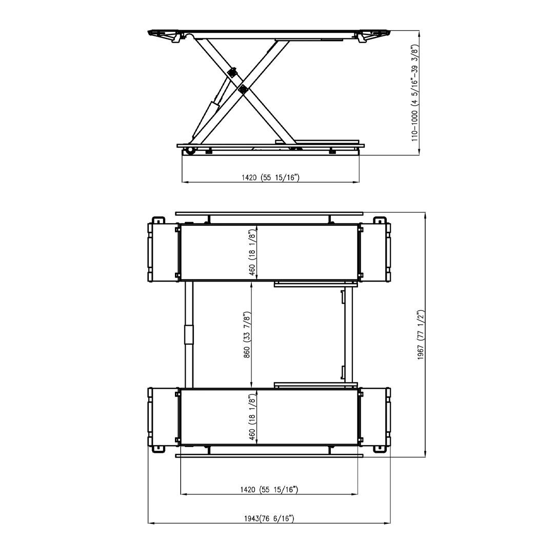 APlusLift SL-MR66 6,600-lb Mid-Rise Scissor Lift - Electric Release Shop Efficient