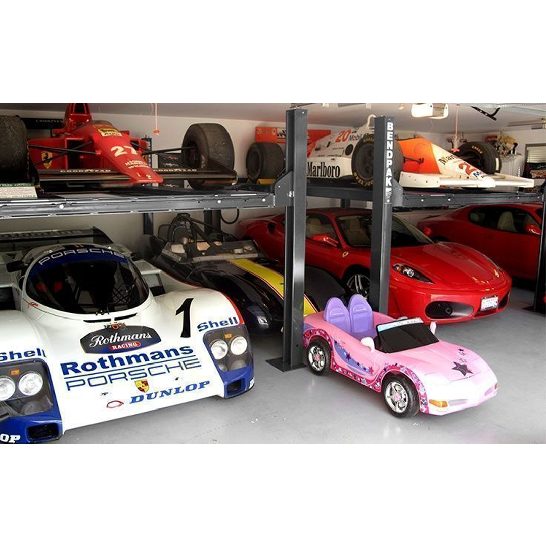 BendPak HD-9SW Dual-Wide 9,000-lb Four-Post Parking Lift - Genuine Heavy-Duty Stack Parking for Four Vehicles