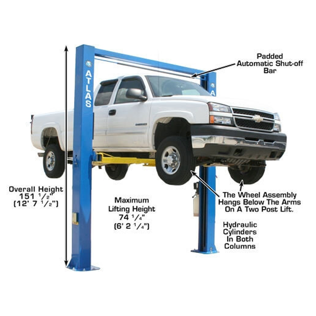 Atlas OH-10X 10,000-lb Ex-Tall/Ex-Wide Two-Post Lift - Commercial Above-Ground Power