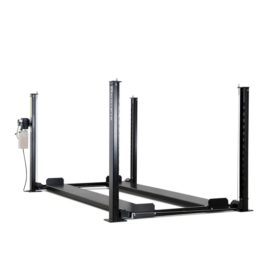 Halo HL9K-ST 9,000-lb Four-Post Car Lift - Includes Ramps, Casters, Drip Trays