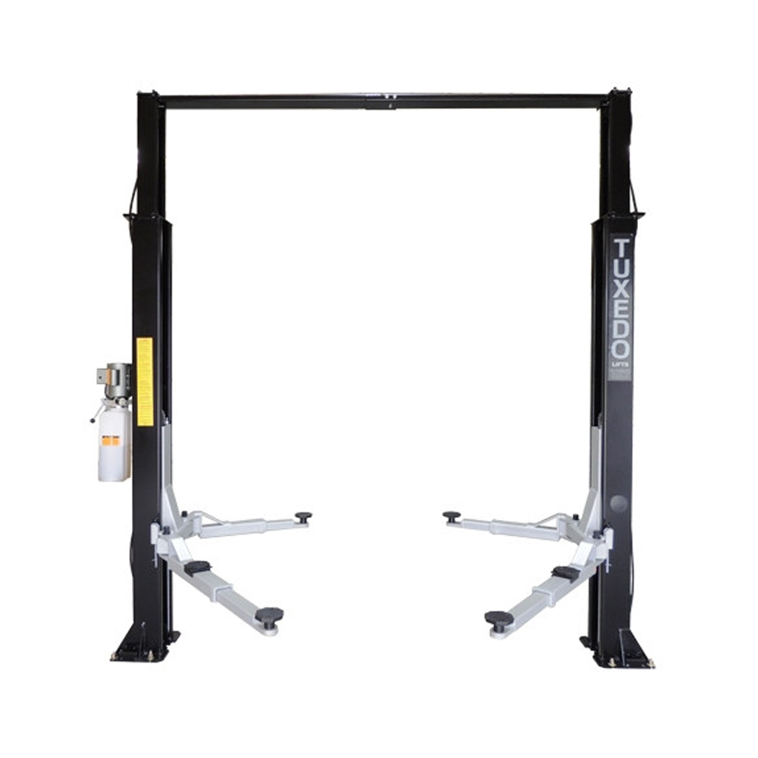 Tuxedo TP9KAC-TUX 9,000-lb Asymmetric Two-Post Lift - Clear Floor Economy Light Duty