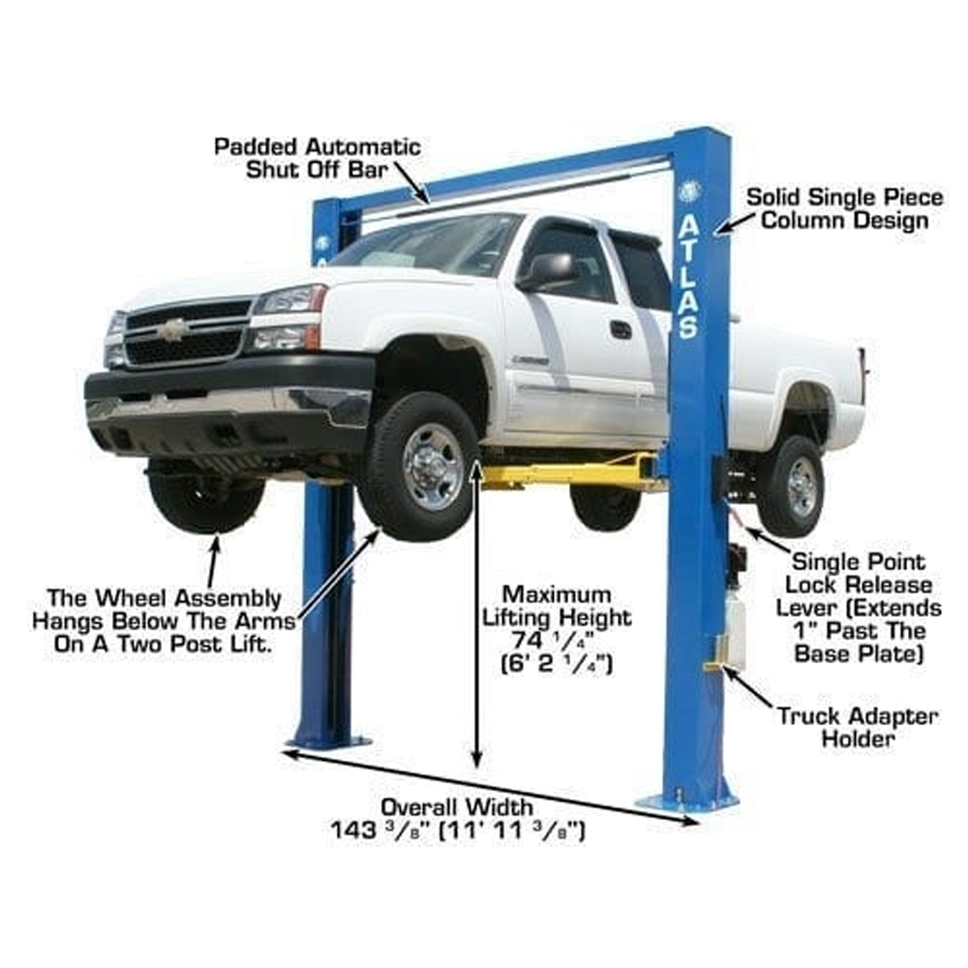 Atlas OH-10X 10,000-lb Ex-Tall/Ex-Wide Two-Post Lift - Commercial Above-Ground Power