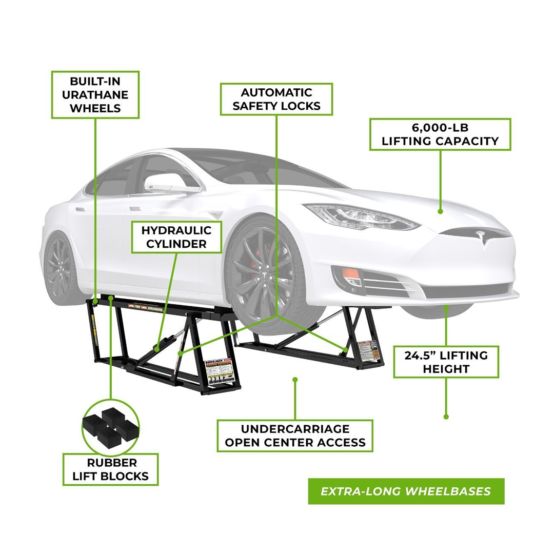 QuickJack 6000ELX 6,000-lb Super-Long Portable Car Lift - EV Long-Wheelbase Expert