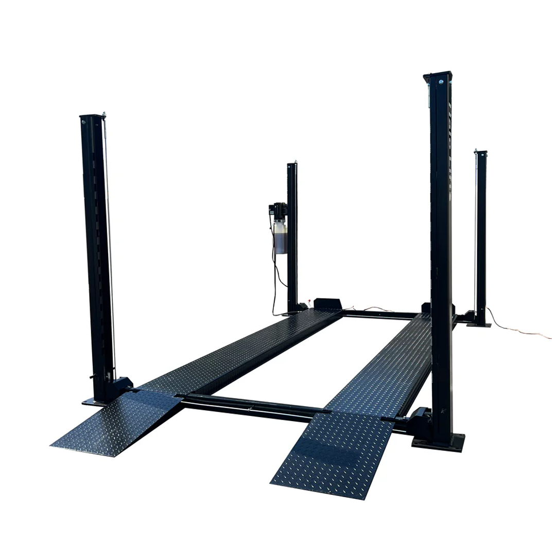 Halo HL9K-ST 9,000-lb Four-Post Car Lift - Includes Ramps, Casters, Drip Trays