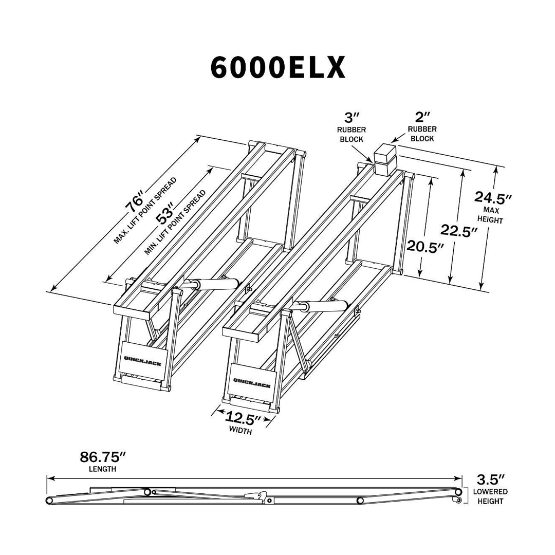 QuickJack 6000ELX 6,000-lb Super-Long Portable Car Lift - EV Long-Wheelbase Expert