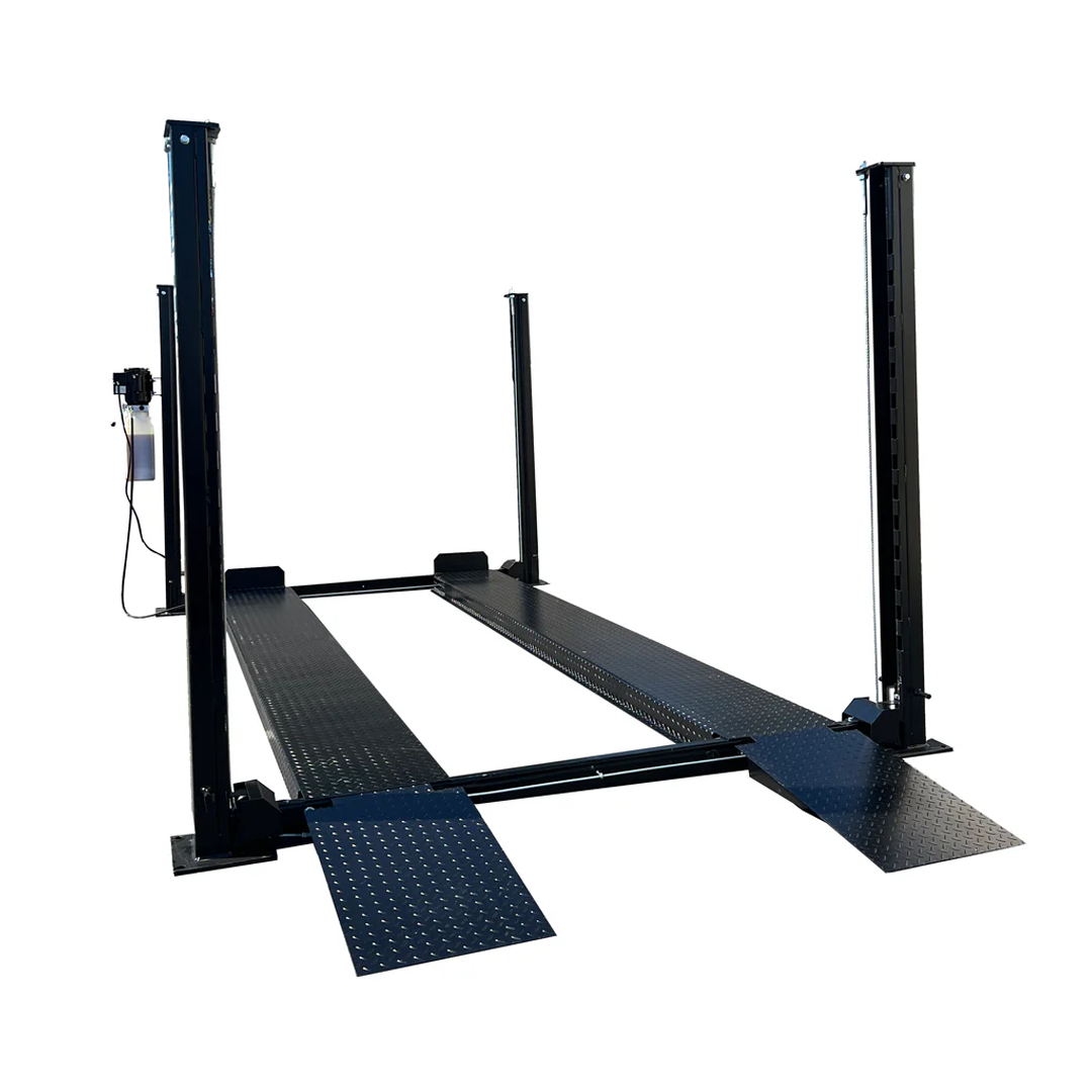 Halo HL9K-ST 9,000-lb Four-Post Car Lift - Includes Ramps, Casters, Drip Trays