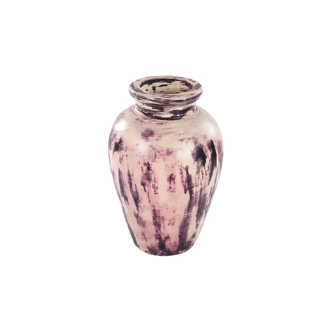 Rustic Hand-Painted Texture Ceramic Vase - Vintage Style Purple and Black Distressed Decorative Vase-iuhardware.com