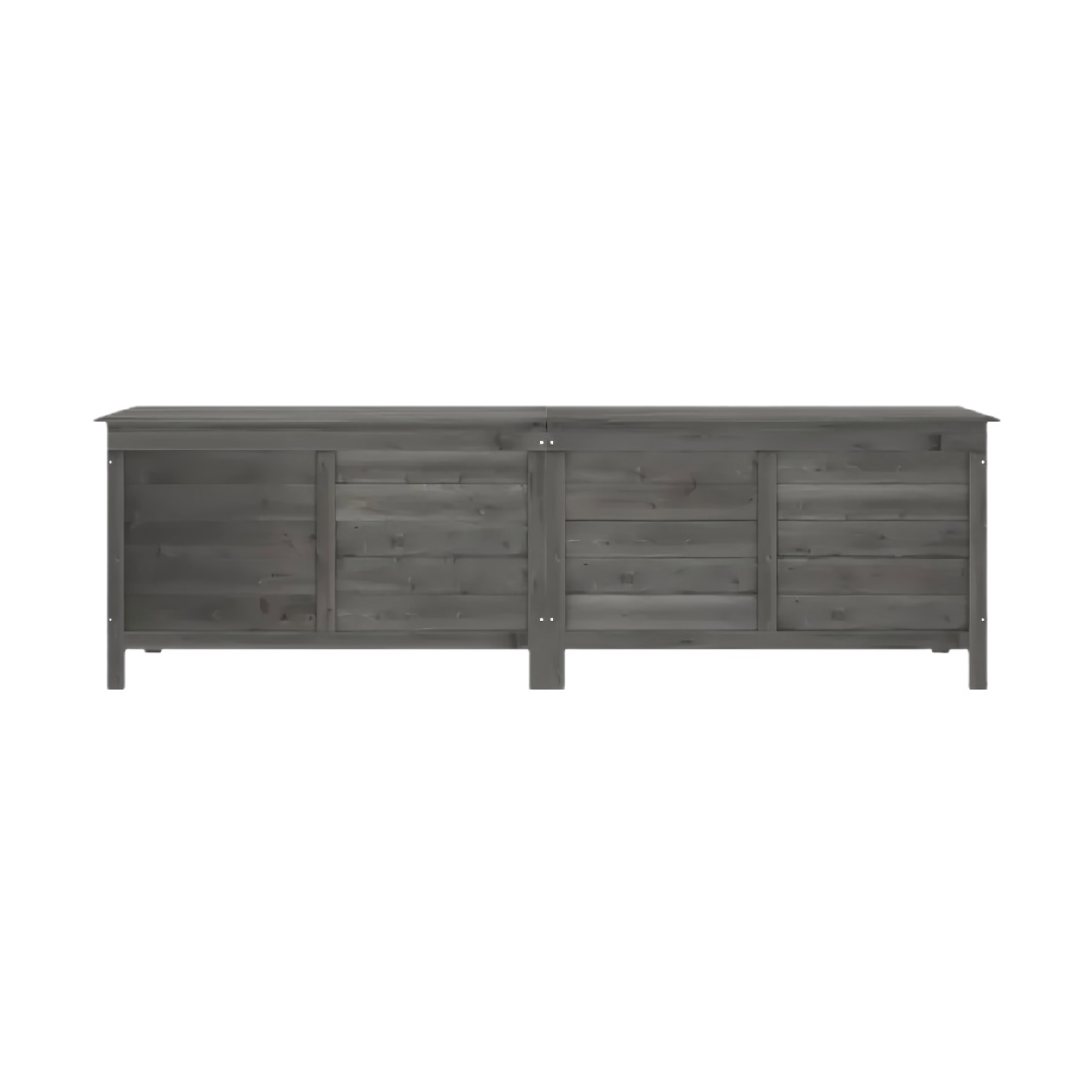 Distressed Gray Solid Wood Extra-Long Sideboard Cabinet with Slatted Panels-iuhardware.com
