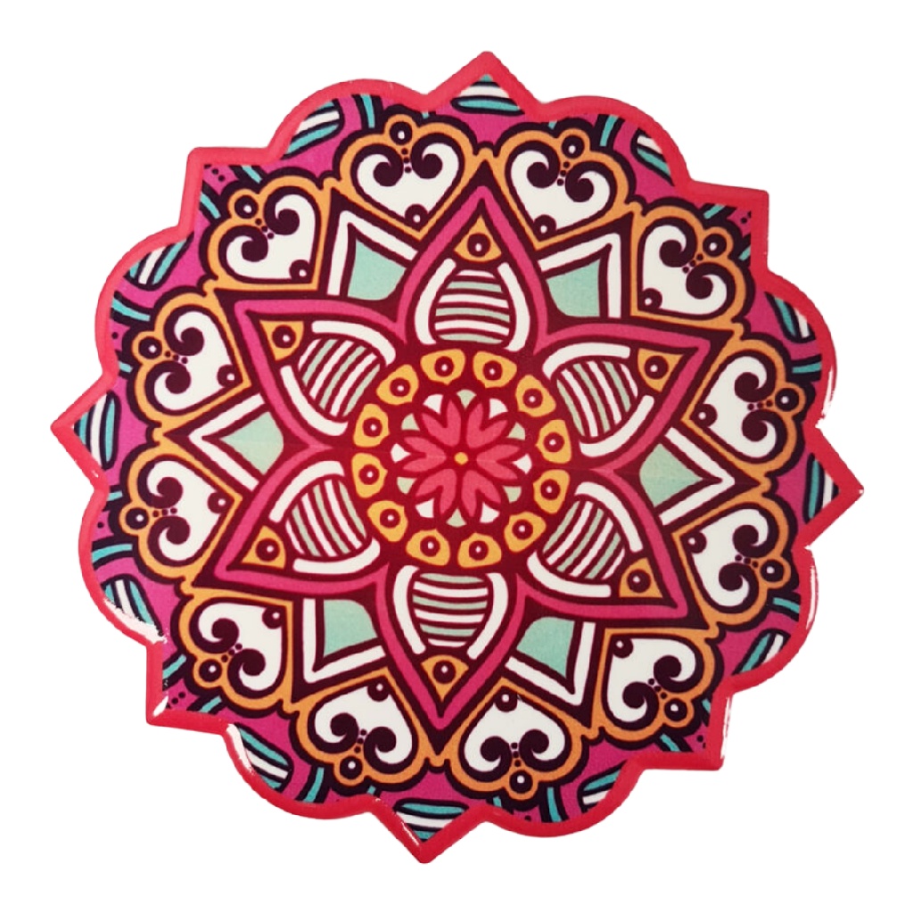 Dessous de verre rond motif mandala multicolore antidérapant-yallasport.xyz
