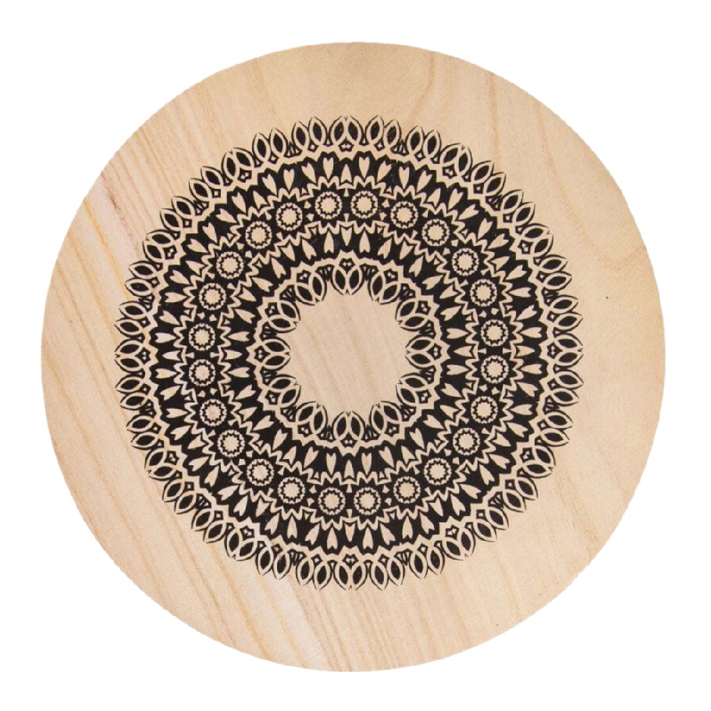 Dessous de verre rond en bois gravé motif mandala antidérapant-yallasport.xyz