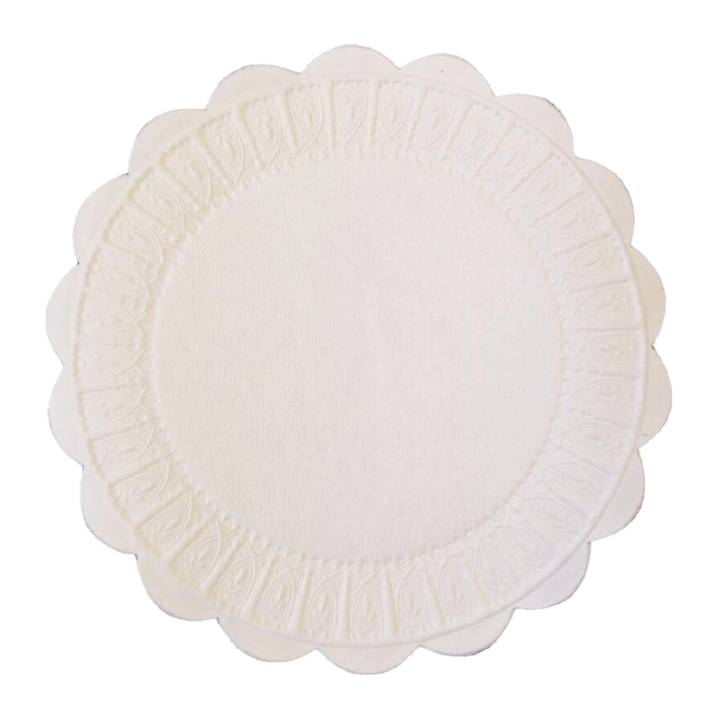 Dessous de verre rond en tissu blanc avec bordure dentelée antidérapant-yallasport.xyz
