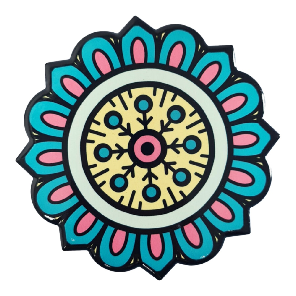 Dessous de verre rond motif floral graphique multicolore antidérapant-yallasport.xyz