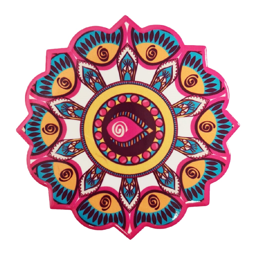Dessous de verre rond motif mandala multicolore antidérapant-yallasport.xyz