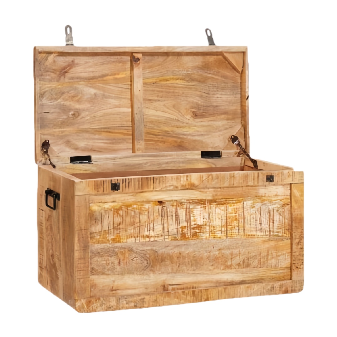 Rustic Wooden Storage Chest with Metal Accents and Lift-up Lid-chelseahenry.shop