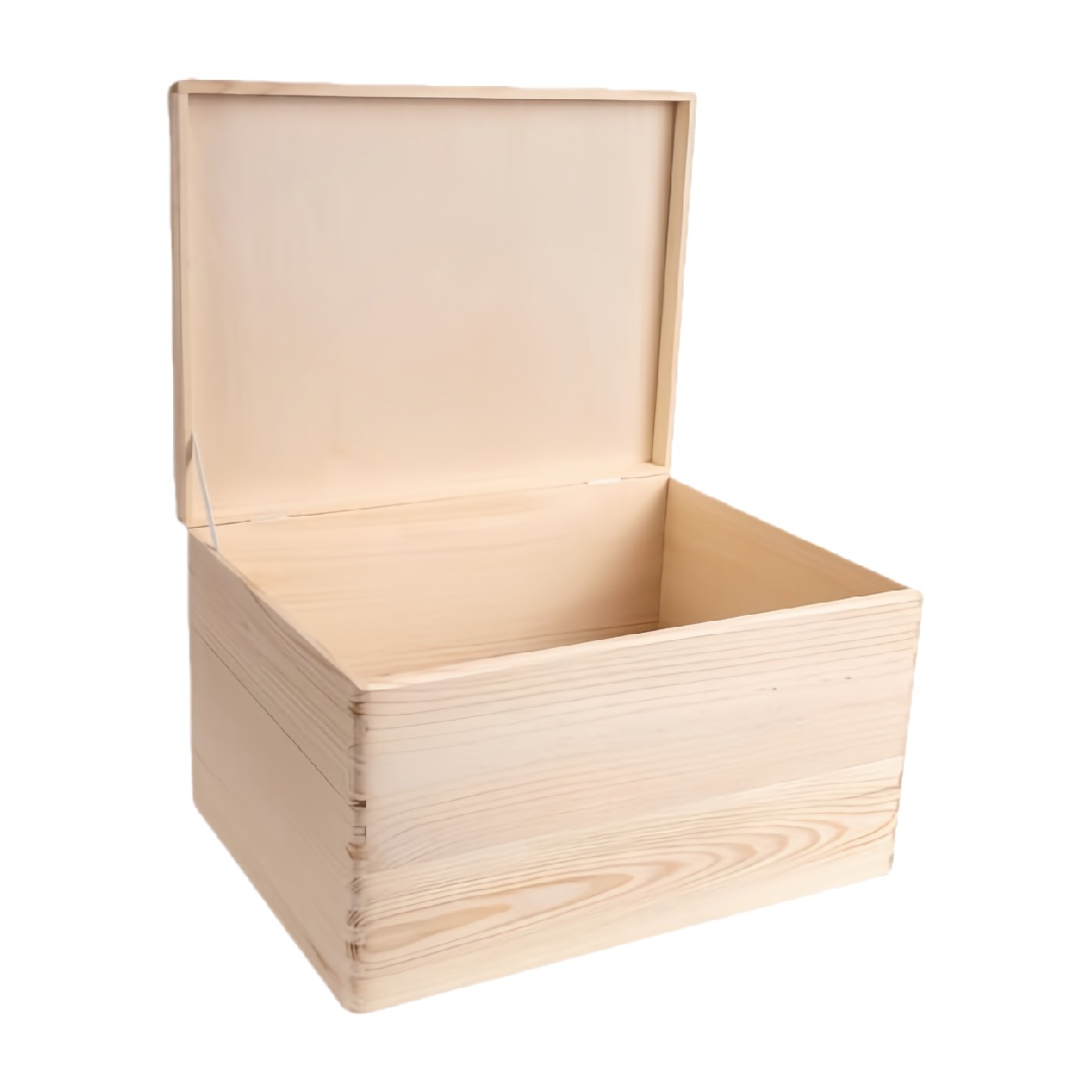 Wooden Storage Box with Hinged Lid-chelseahenry.shop