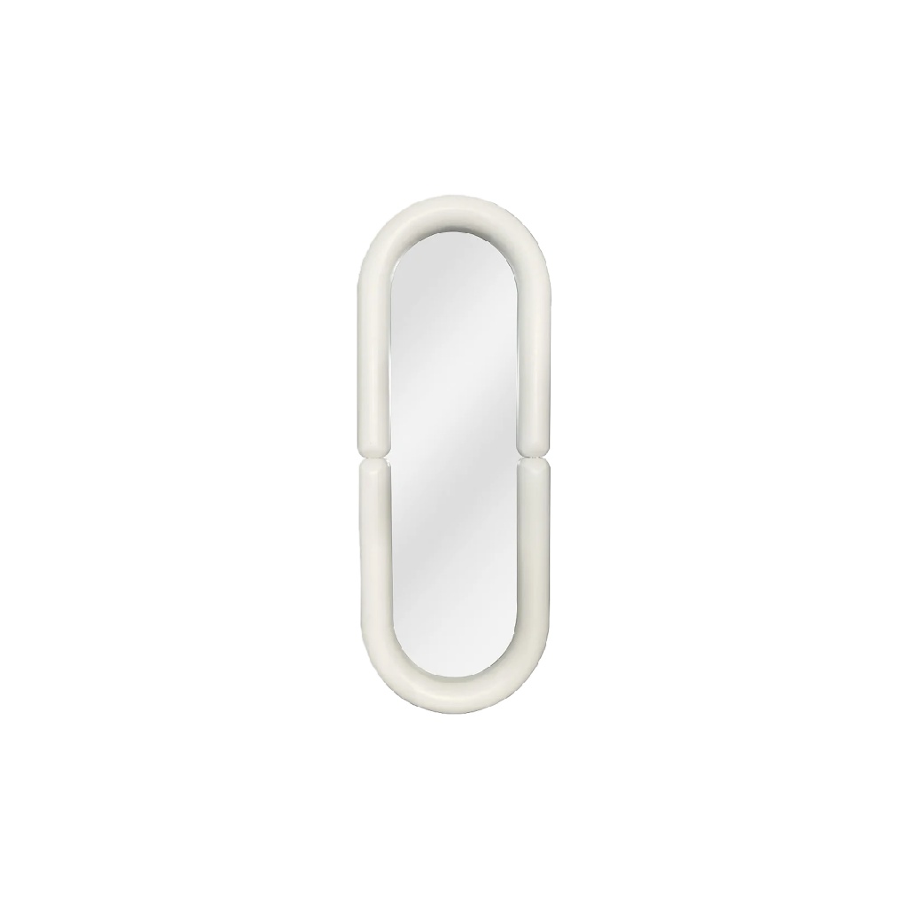 Miroir ovale moderne avec cadre blanc-joannerock.shop
