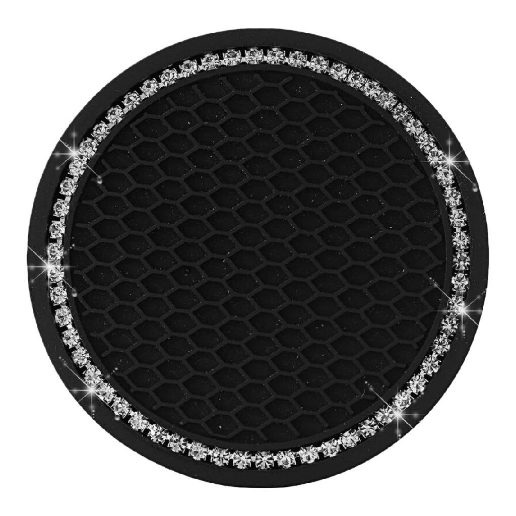 Dessous de verre rond noir antidérapant avec anneau décoratif strass-yallasport.xyz