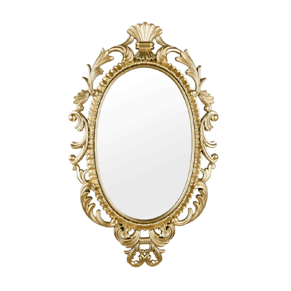 Miroir ovale orné avec cadre doré-joannerock.shop