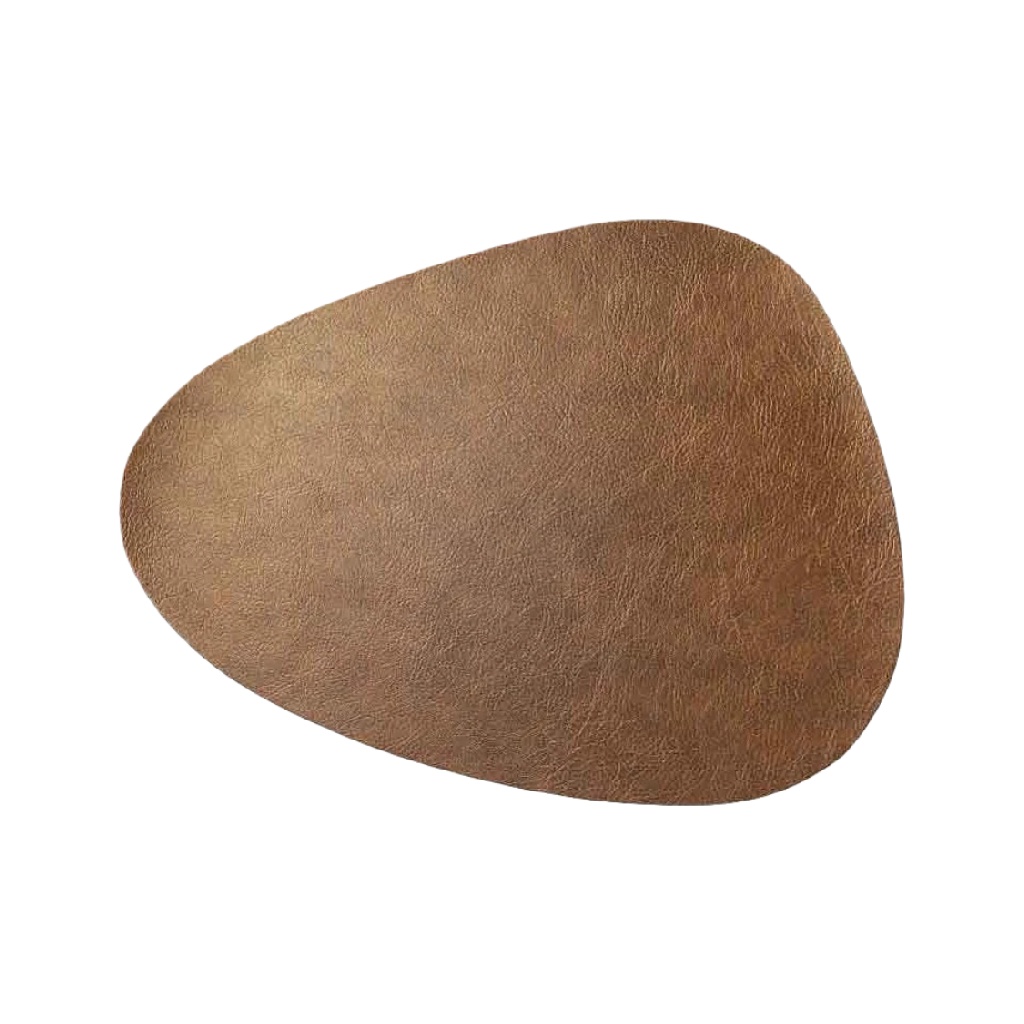 Posavasos irregular de cuero sintético color marrón-brianpetty.shop