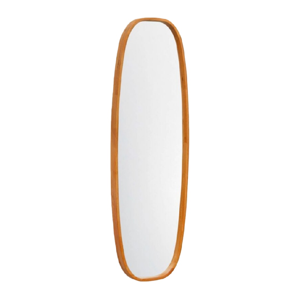 Miroir ovale avec cadre en bois naturel-joannerock.shop