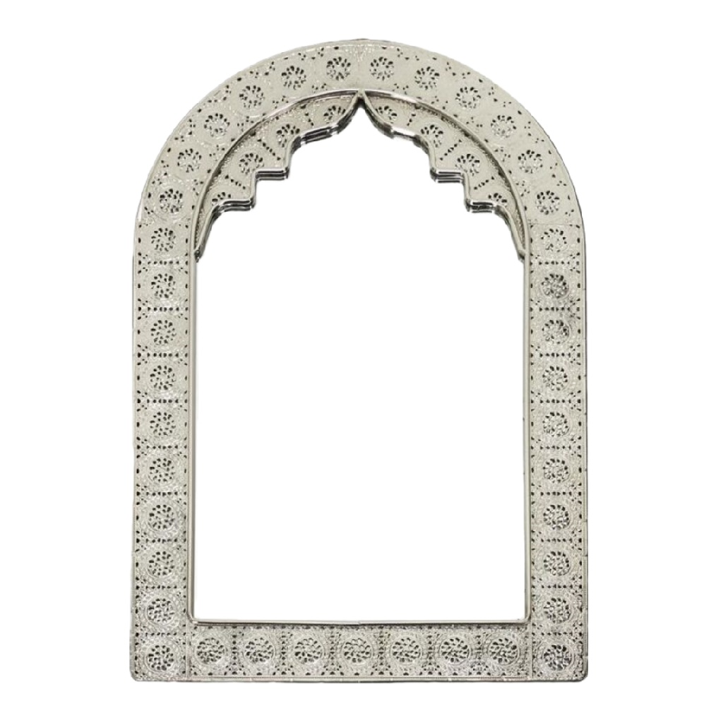 Miroir décoratif avec cadre en métal argenté-joannerock.shop