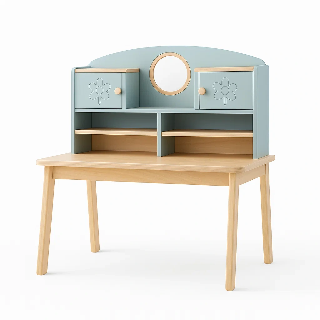 Bureaux en bois avec étagères et miroir intégré-COZYNOOKZ