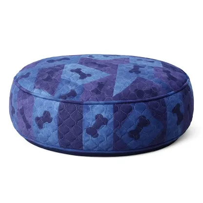 Matelas pour chien rond en tissu et velours-COZYNOOKZ