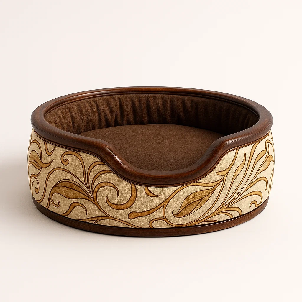 Lit pour chien en bois et tissu à motif floral-COZYNOOKZ