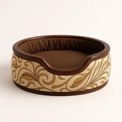 Lit pour chien en bois et tissu à motif floral-COZYNOOKZ