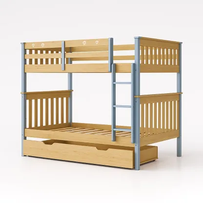 Lits superposés en bois de hêtre et acier avec tiroir-COZYNOOKZ