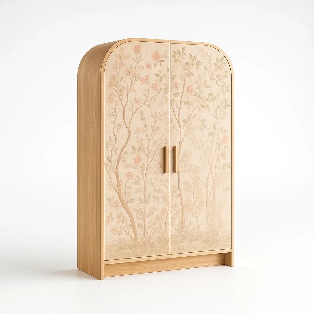 Armoires en bois de hêtre avec motif floral et deux portes-COZYNOOKZ