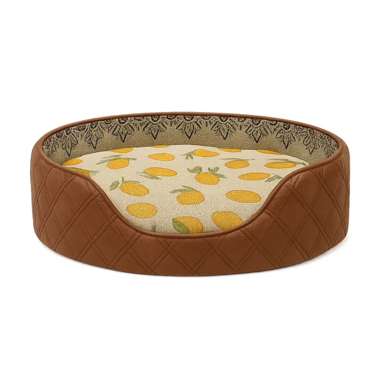 Lit pour chien en similicuir et coton à motifs de fruits-COZYNOOKZ