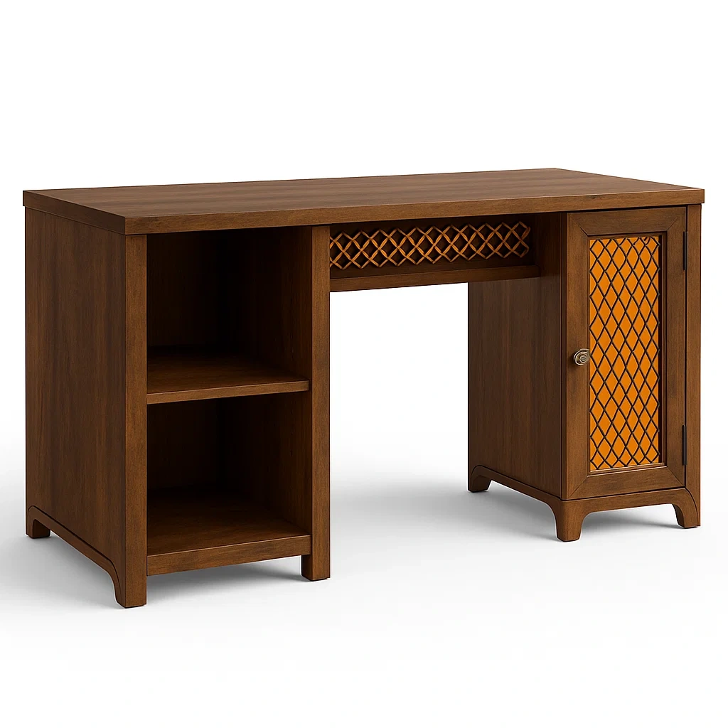 Bureaux en bois avec panneau décoratif et étagères-COZYNOOKZ