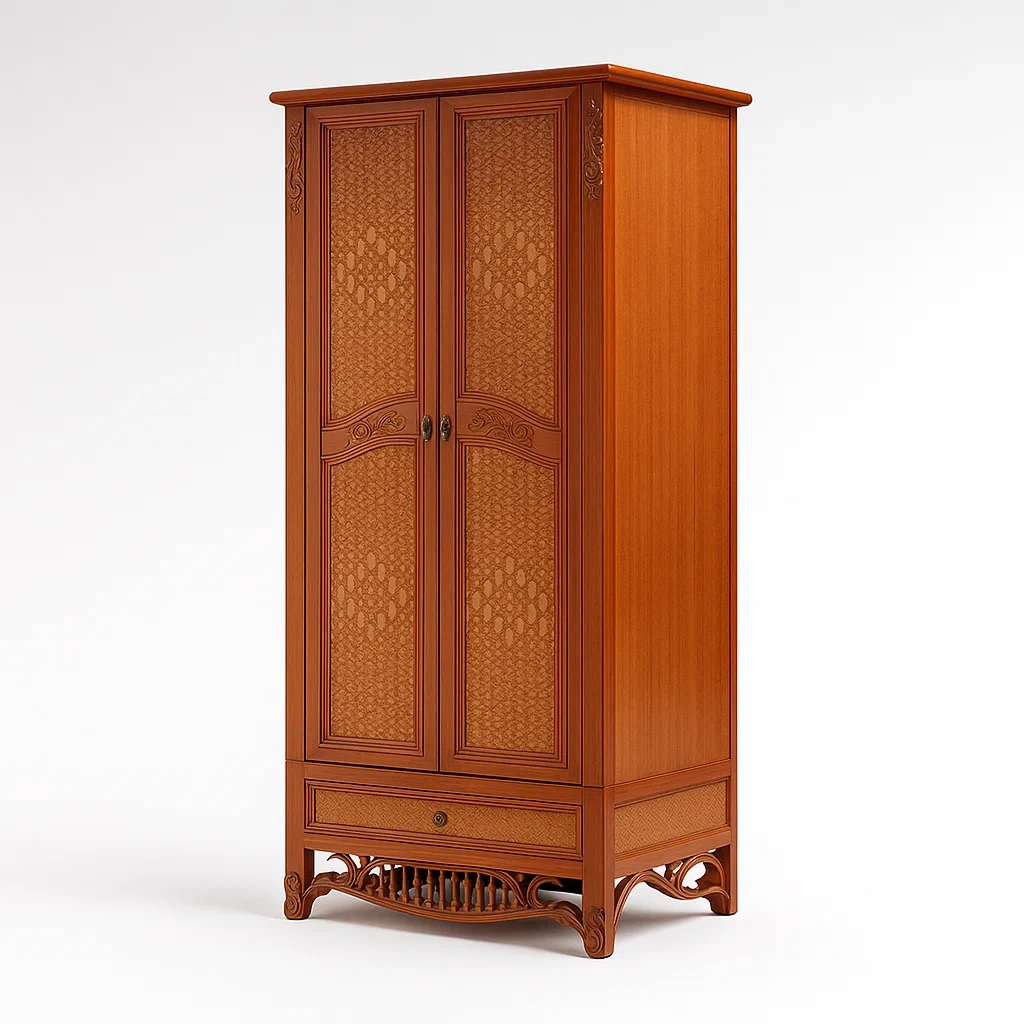 Armoires en bois avec portes battantes et décorations sculptées-COZYNOOKZ