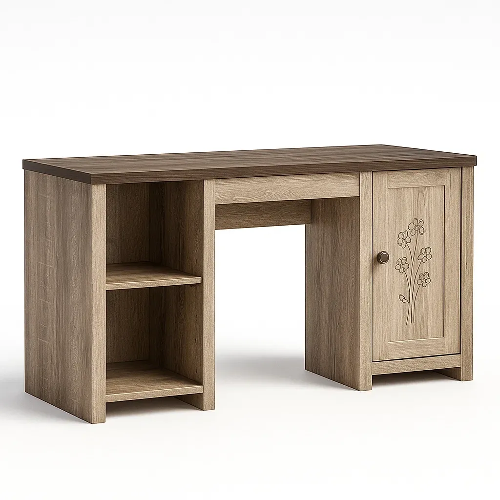 Bureaux en bois avec motif floral et rangement-COZYNOOKZ