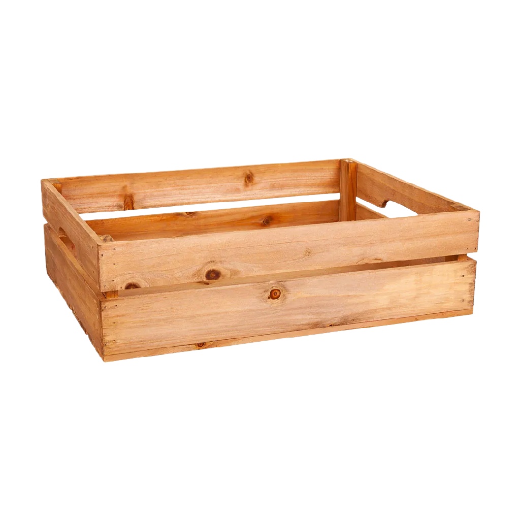 Lage Open Houten Opbergkrat met Handgrepen-nancyamber.shop